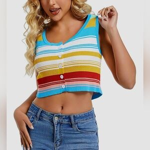 AspIresolar Sleeveless Button Cropped Tank Tops
